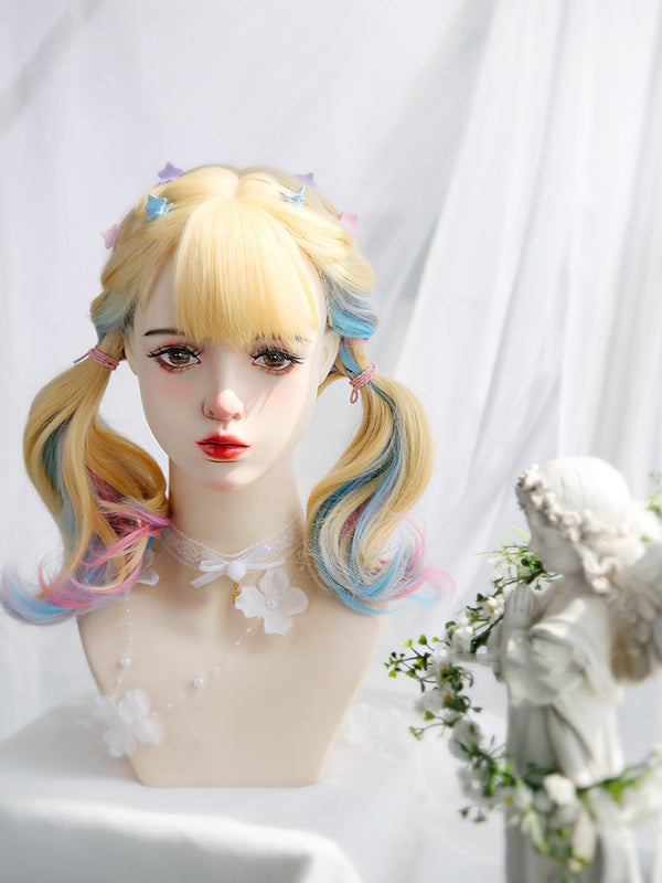 Rainbow curly wig  KF70122