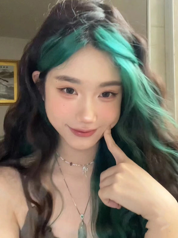 Black and green wig KF11035