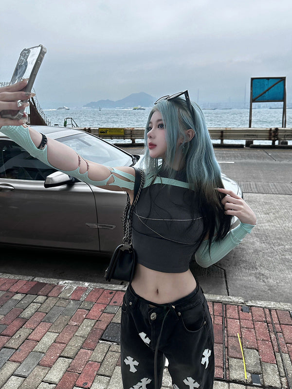 Y2K blue gradient black KF11165