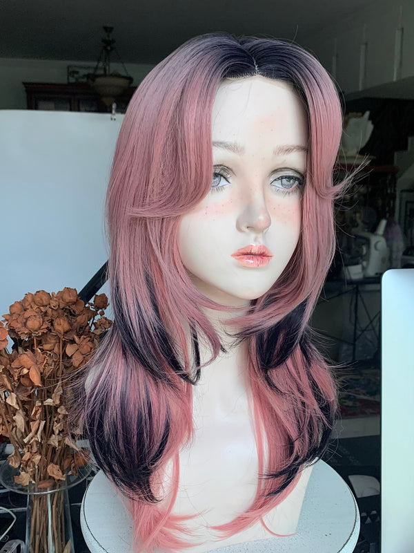 Pink Gradient Black Wig  KF11128