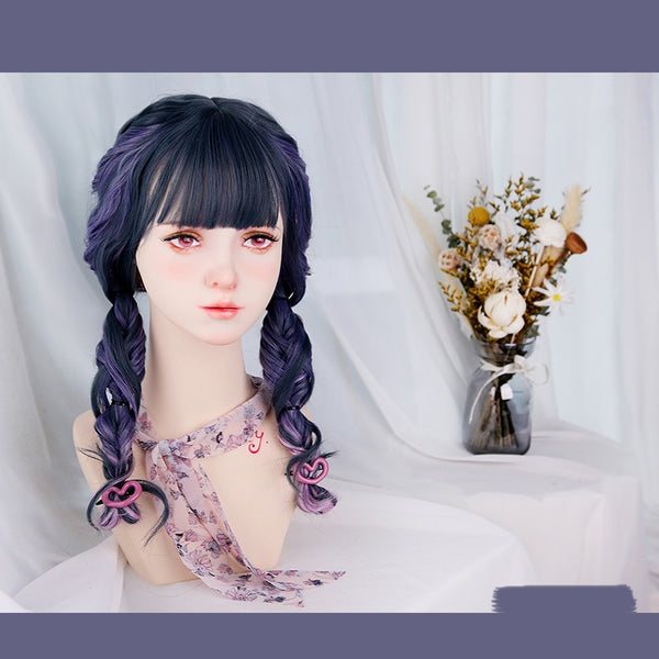 Gray purple gradient long wig  KF11100
