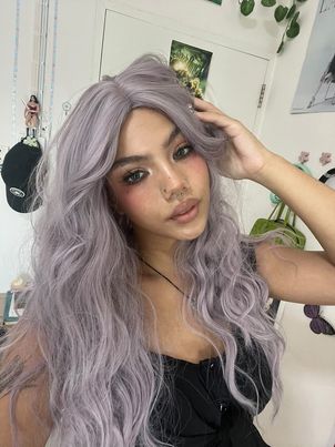 Romantic pink and purple wool curly wig  KF83719