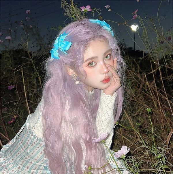 Romantic pink and purple wool curly wig  KF83719