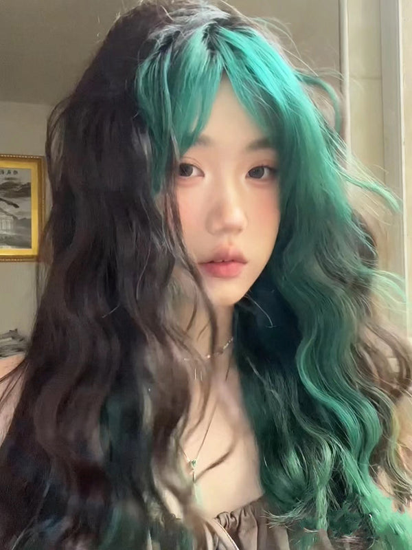 Black and green wig KF11035