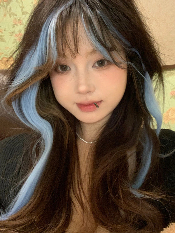 y2k blue brown wig KF11132