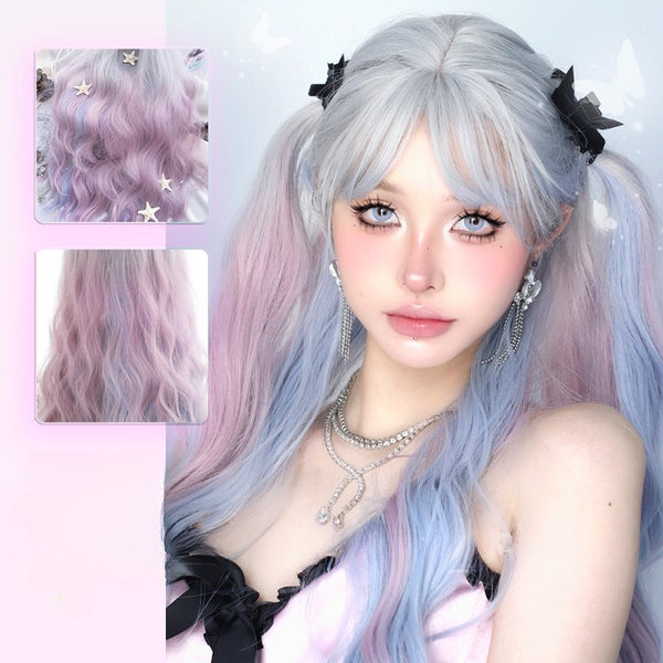 Pink and blue gradient long wig  KF11110