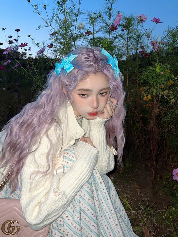 Romantic pink and purple wool curly wig  KF83719