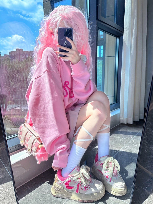 pink curly wig KF11003