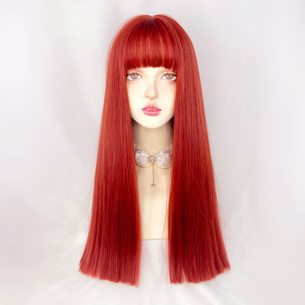 RED LONG STRAIGHT WIG KF82207