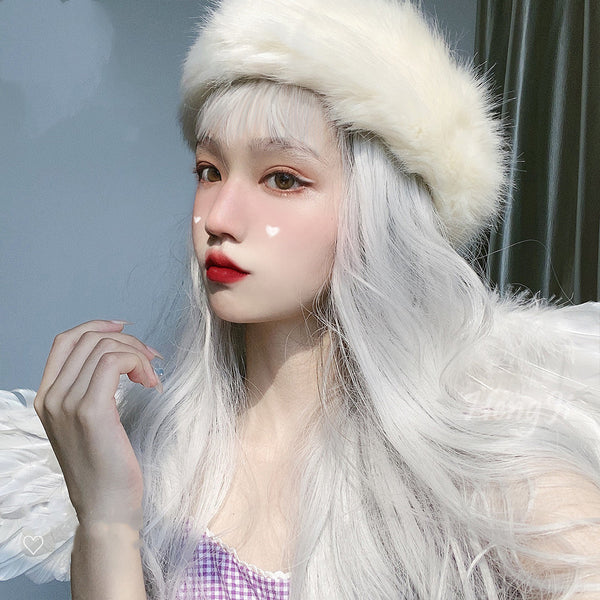 white long curly wig  KF82352