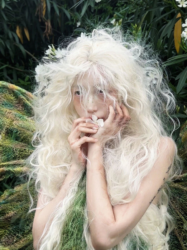 White long curly wig KF11027