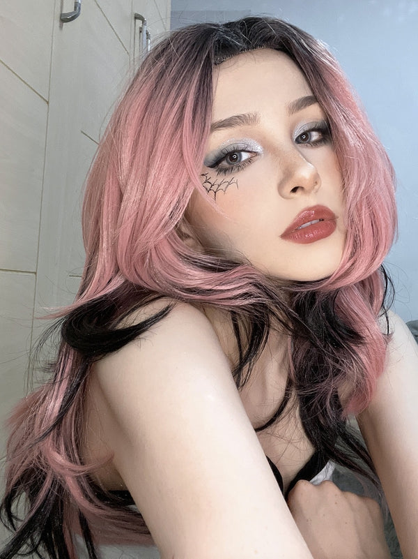 Pink Gradient Black Wig  KF11128