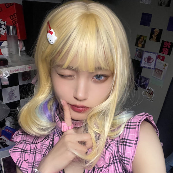 Rainbow curly wig  KF70122