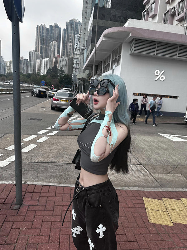 Y2K blue gradient black KF11165