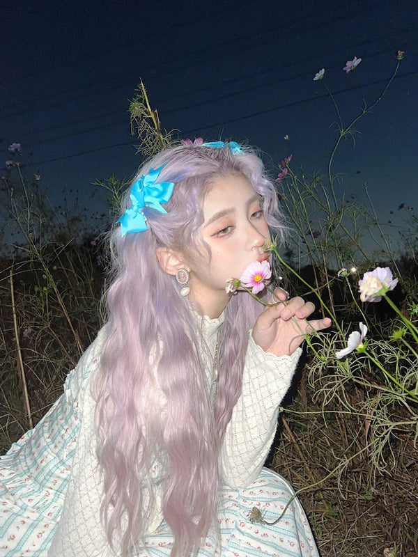 Romantic pink and purple wool curly wig  KF83719