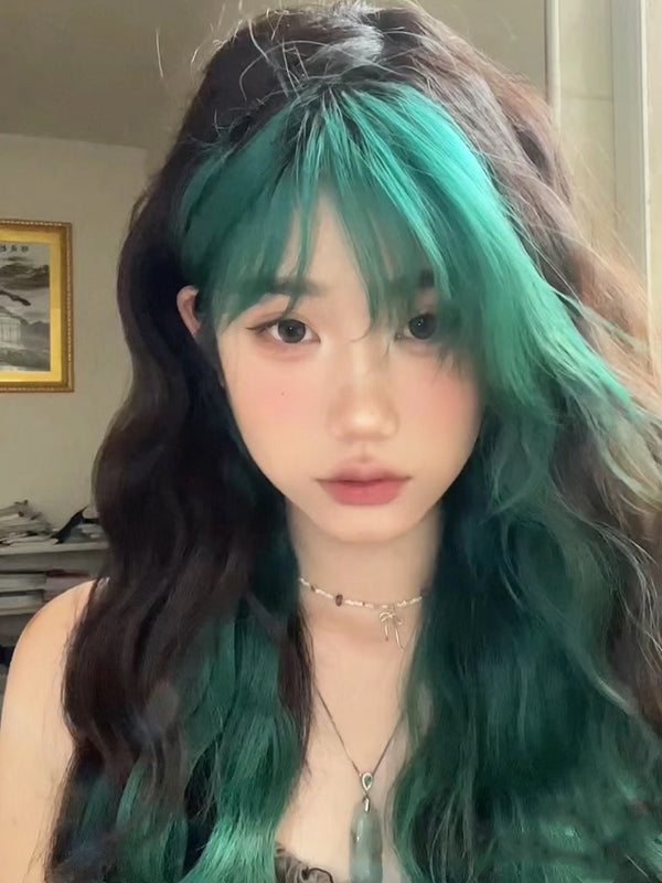 Black and green wig KF11035