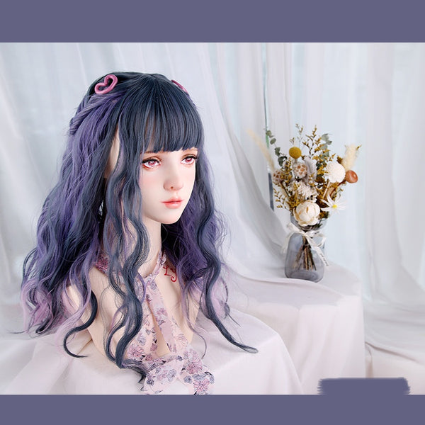 Gray purple gradient long wig  KF11100