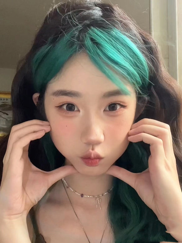 Black and green wig KF11035