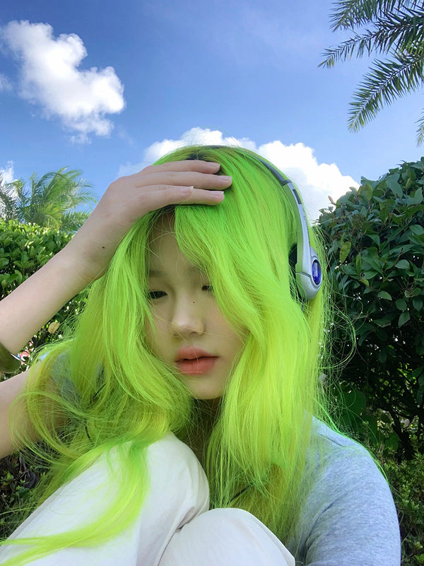 Grass green wig KF11018