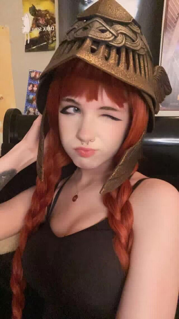 Orange red long curly wig  KF82918