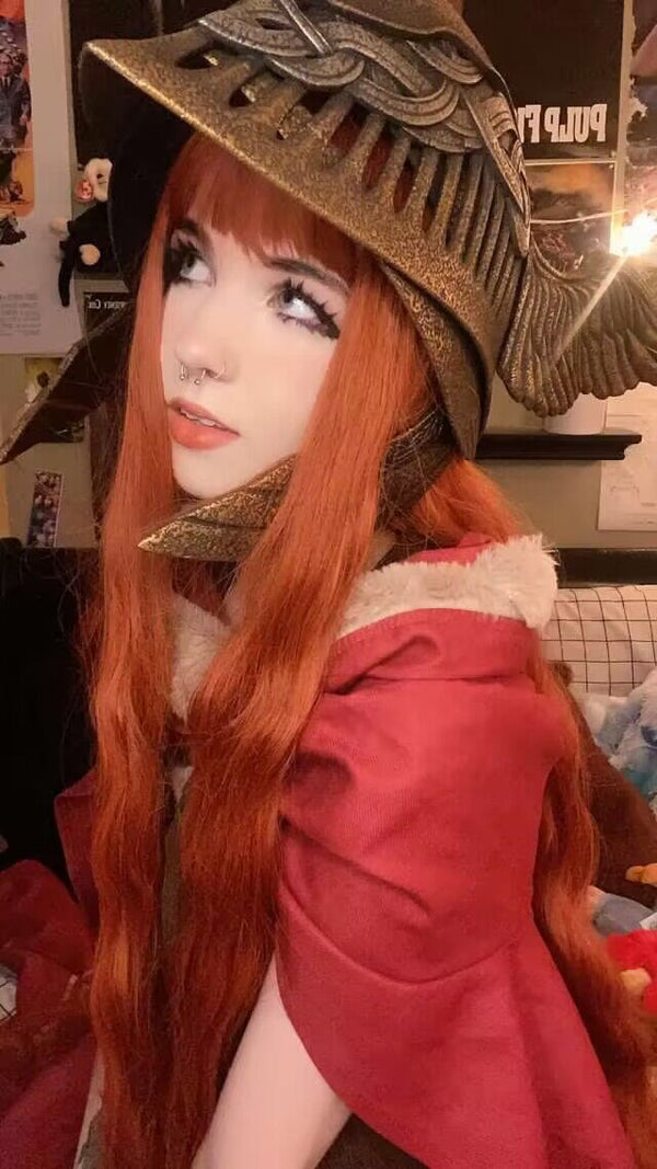 Orange red long curly wig  KF82918