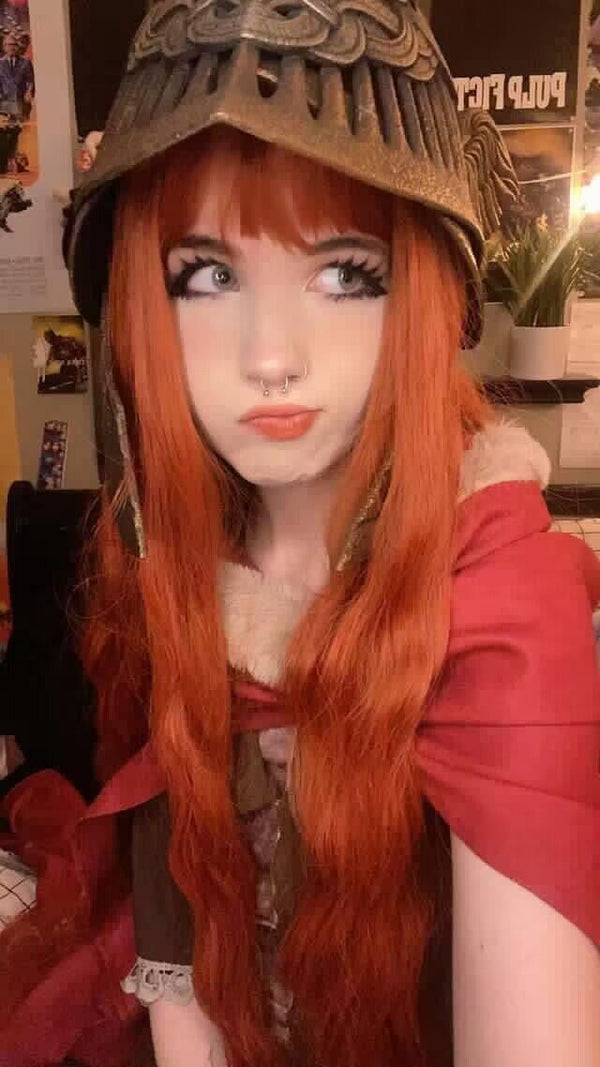Orange red long curly wig  KF82918