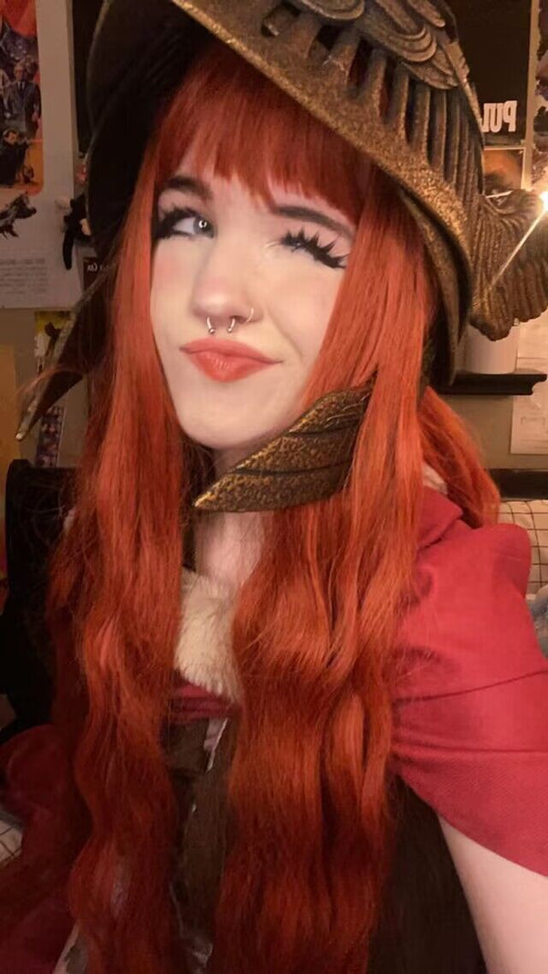 Orange red long curly wig  KF82918