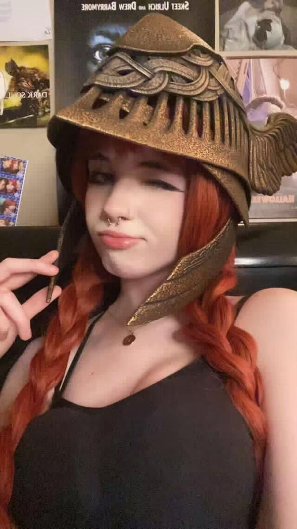 Orange red long curly wig  KF82918