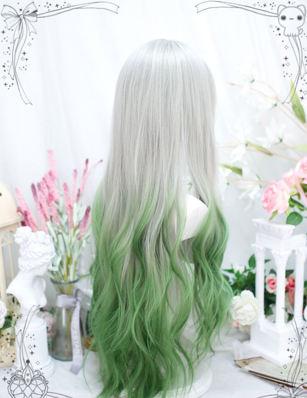 Gray and green wig  KF11008