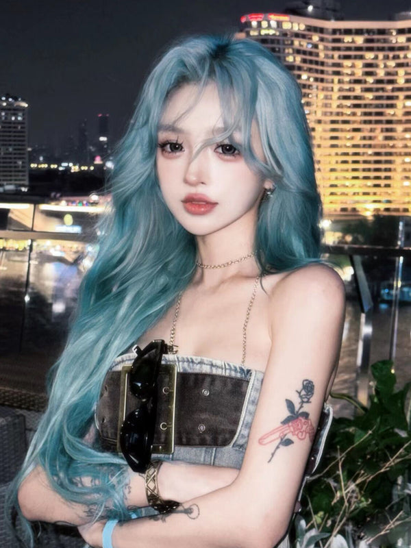 Blue and green wig   KF11194