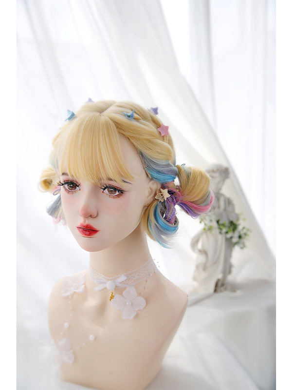 Rainbow curly wig  KF70122