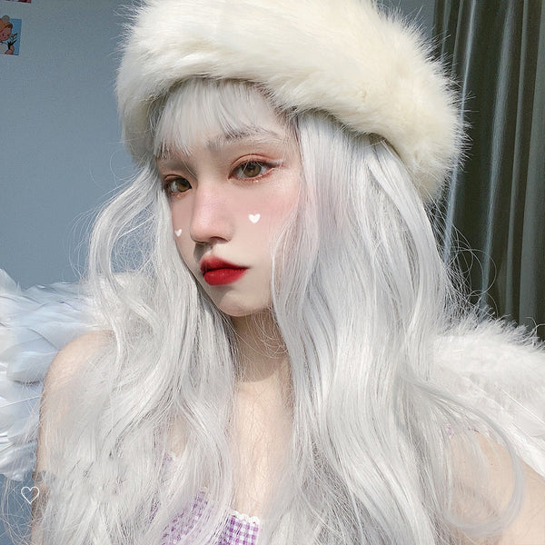 white long curly wig  KF82352