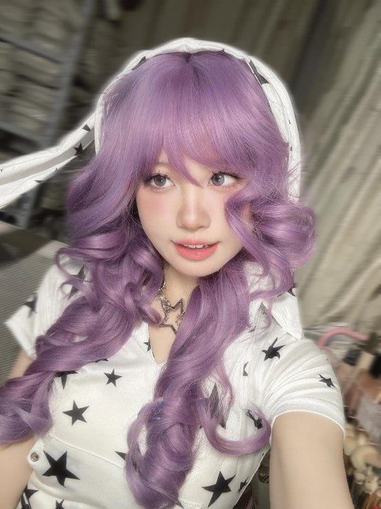 Purple long curly wig  KF11111