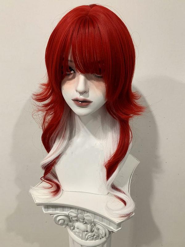 Red and white olita wig KF11058