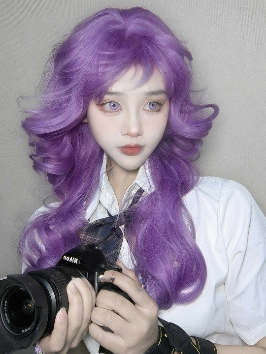 Purple long curly wig  KF11111