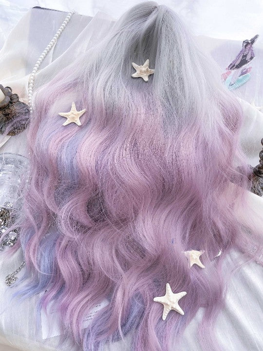 Pink and blue gradient long wig  KF11110