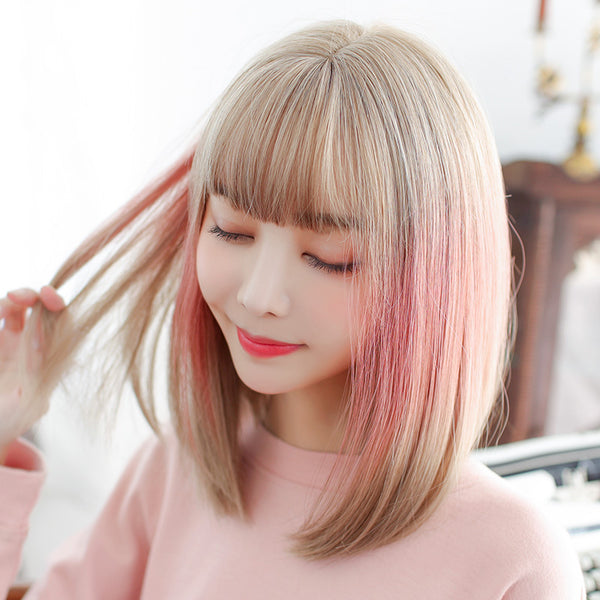 Gradient highlighting pink wig  KF81027
