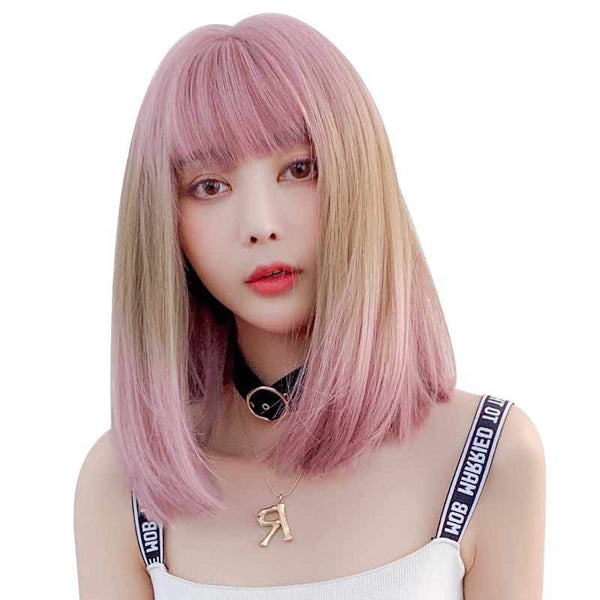 Gradient highlighting pink wig  KF81027