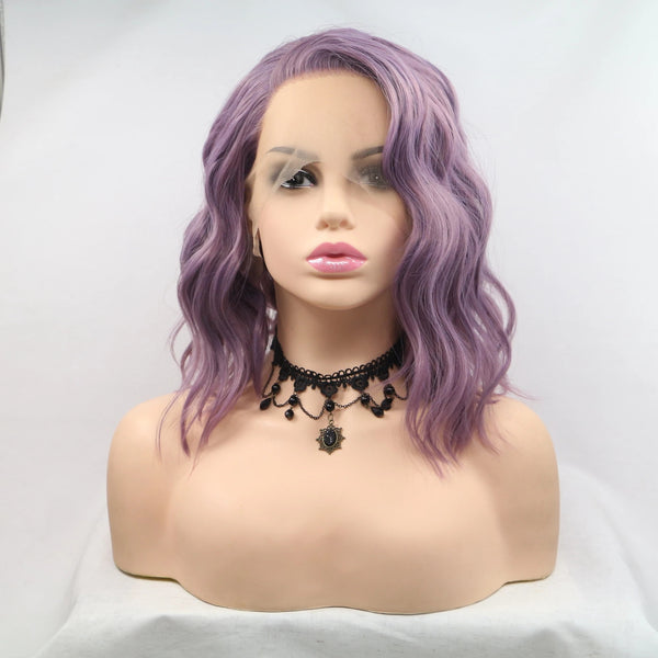 LIGHT PURPLE SHORT CURLY LACE WIG KF82132