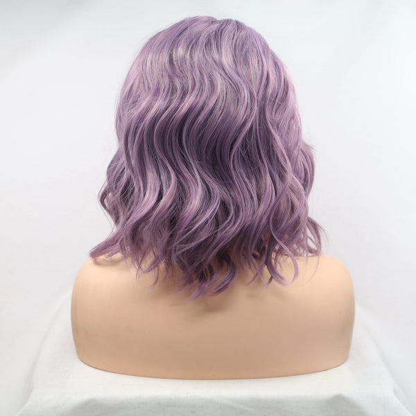 LIGHT PURPLE SHORT CURLY LACE WIG KF82132