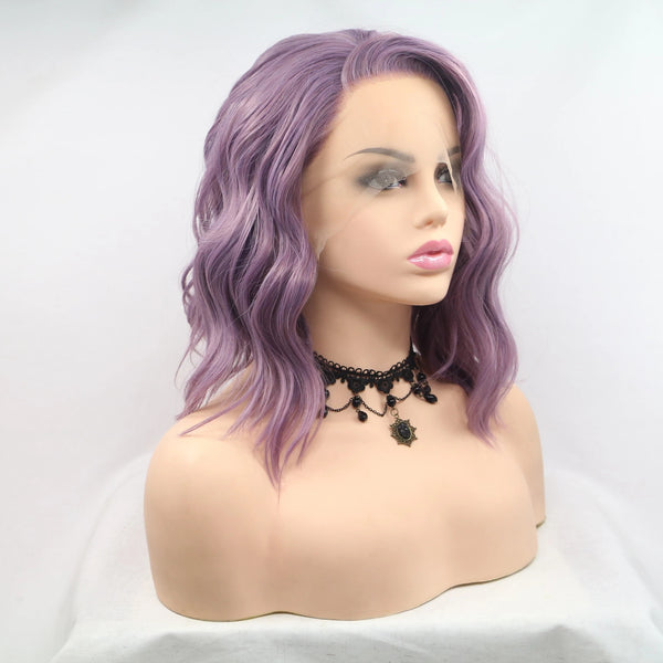 LIGHT PURPLE SHORT CURLY LACE WIG KF82132