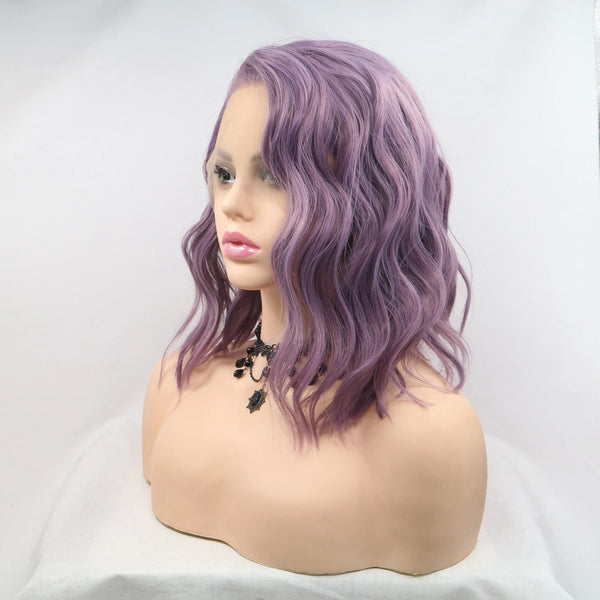 LIGHT PURPLE SHORT CURLY LACE WIG KF82132