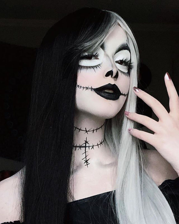 Black and white gradient wig KF35024