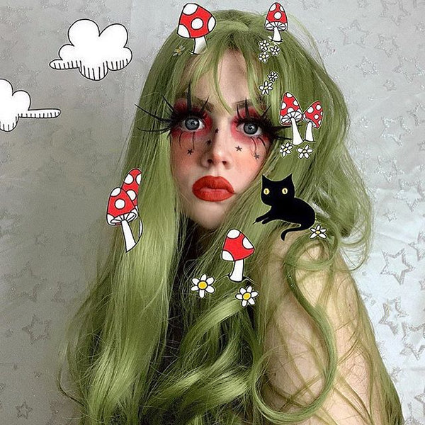 Green big wave wig KF90447
