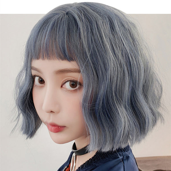 Gradient gray-blue wig KF90093