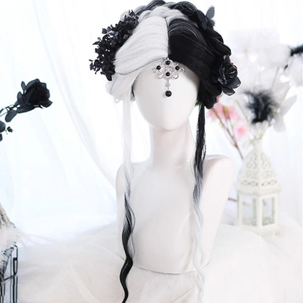 Harajuku black and white wig KF81201
