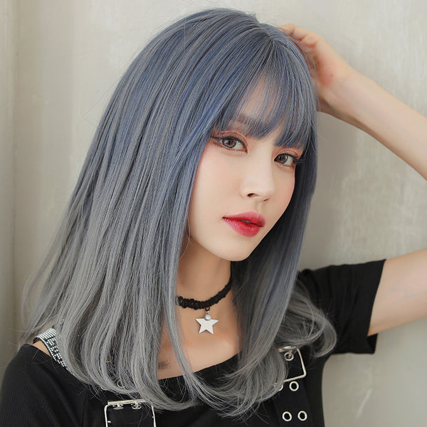 Blue gradient gray wig  KF8208