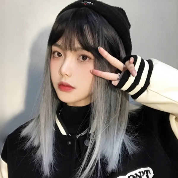 Gradient long straight hair KF82914