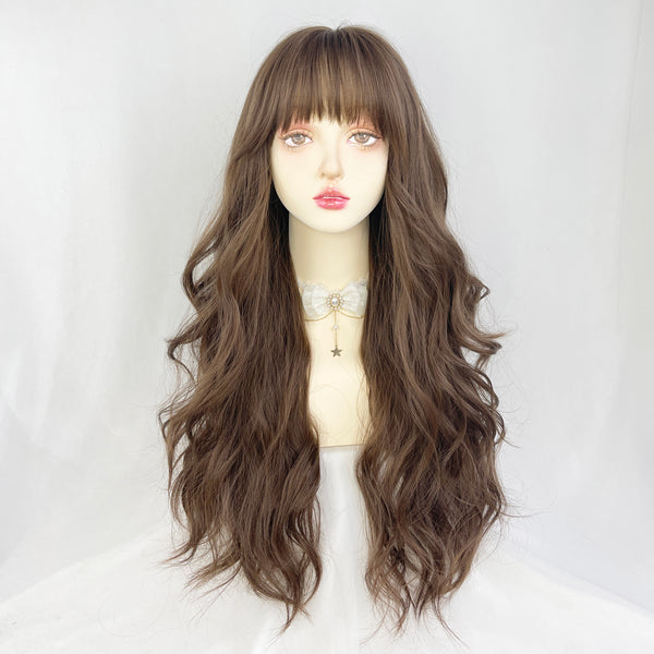 gray brown long curly hair   KF82912