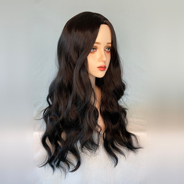 Harajuku black long curly wig   KF82322